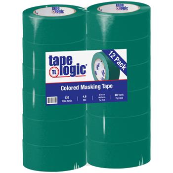 Tape Logic&#174; Masking Tape, 2&quot; x 60 yds., 4.9 Mil, Dark Green, 12 Rolls/Case