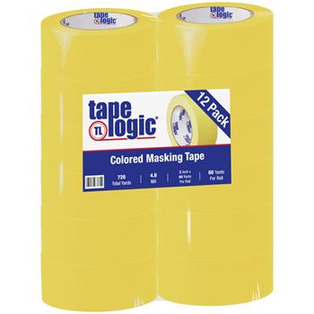 Tape Logic Masking Tape, 2&quot; x 60 yds., 4.9 Mil, Yellow, 12 Rolls/Case