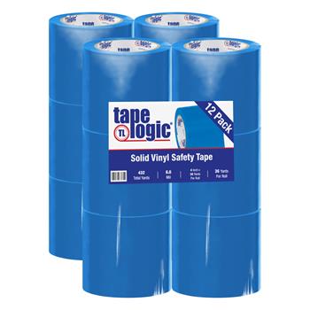 Tape Logic Solid Vinyl Safety Tape, 6.0 Mil, 4&quot; x 36 yds, Blue, 12/Case