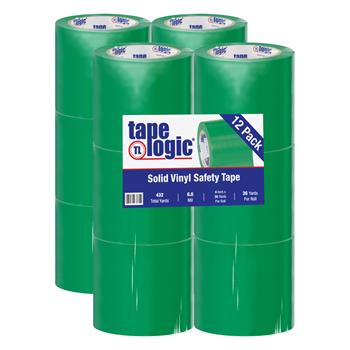 Tape Logic Solid Vinyl Safety Tape, 6.0 Mil, 4&quot; x 36 yds, Green, 12/Case
