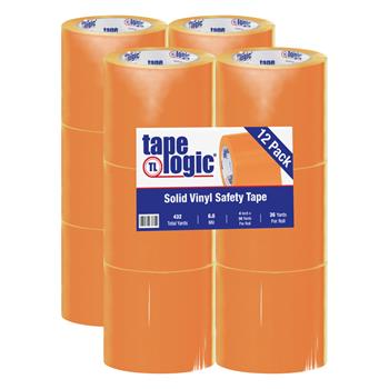Tape Logic Solid Vinyl Safety Tape, 6.0 Mil, 4&quot; x 36 yds, Orange, 12/Case