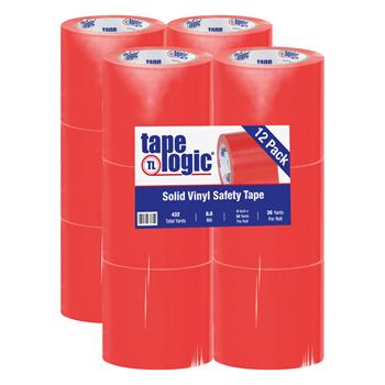 Tape Logic Solid Vinyl Safety Tape, 6.0 Mil, 4&quot; x 36 yds, Red, 12/Case