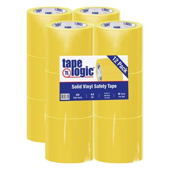 Tape Logic Solid Vinyl Safety Tape, 6.0 Mil, 4&quot; x 36 yds, Yellow, 12/Case
