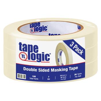 Tape Logic&#174; Double Sided Masking Tape, 7 Mil, 3/4&quot; x 36 yds., Tan, 3/CS