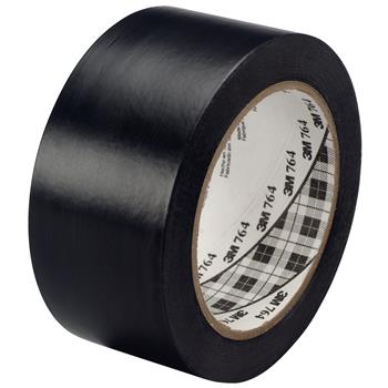 3M 764 Vinyl Tape, 5.0 Mil, 2&quot; x 36 yds., Black, 6/CS