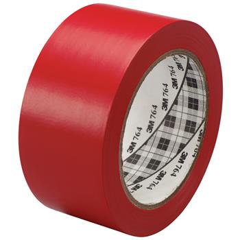 3M 764 Vinyl Tape, 5.0 Mil, 2&quot; x 36 yds, Red, 24/CS