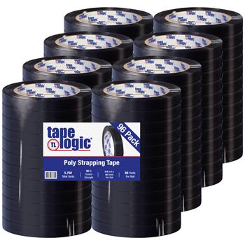 Tape Logic Tensilized Poly Strapping Tape, 2.7 Mil, 3/4&quot; x 60 yds, Black, 96/CS