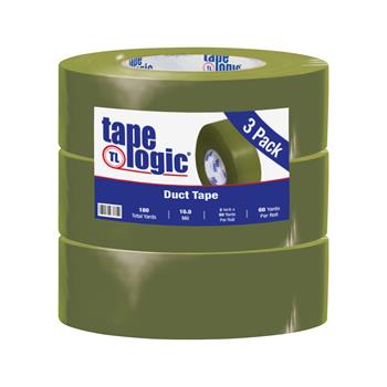 Tape Logic Duct Tape, 2&quot; x 60 yds., 10 Mil, Olive Green, 3 Rolls/Case