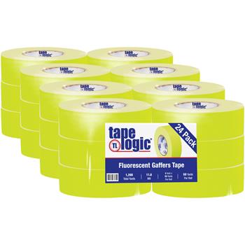 Tape Logic Gaffers Tape, 11.0 Mil, 2&quot; x 50 yds., Fluorescent Yellow, 24/CS