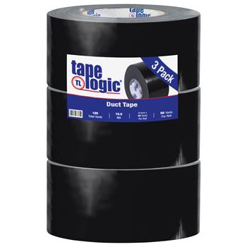 Tape Logic Duct Tape, 3&quot; x 60 yds., 10 Mil, Black, 3 Rolls/Case
