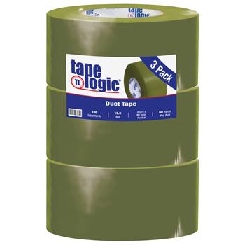 Tape Logic Duct Tape, 3&quot; x 60 yds., 10 Mil, Olive Green, 3 Rolls/Case