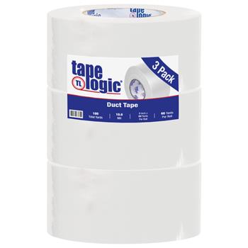 Tape Logic Duct Tape, 3&quot; x 60 yds., 10 Mil, White, 3 Rolls/Case