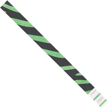 W.B. Mason Co. Tyvek Wristbands, 3/4&quot; x 10&quot;, Green Zebra Stripe, 500/Case