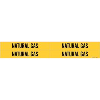 Brady Natural Gas Pipe Marker, 1.125&quot;H x 7&quot;W, Card of 4 Each, Fits Pipes 0.75&quot; Up To 2.375&quot; Dia.