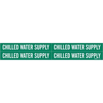 Brady Chilled Water Supply Pipe Marker, 1.125&quot;H x 7&quot;W, Card of 4 Each, Fits Pipes 0.75&quot; Up To 2.375&quot; Dia.