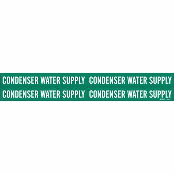 Brady Condenser Water Supply Pipe Marker, 1.125&quot;H x 7&quot;W, Card of 4 Each, Fits Pipes 0.75&quot; Up To 2.375&quot; Dia.