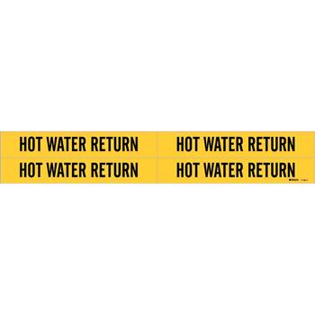 Brady Hot Water Return Pipe Marker, 1.125&quot;H x 7&quot;W, Card of 4 Each, Fits Pipes 0.75&quot; Up To 2.375&quot; Dia.