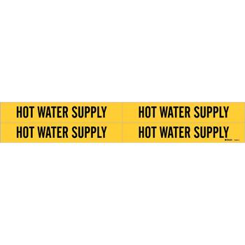 Brady Hot Water Supply Pipe Marker, 1.125&quot;H x 7&quot;W, Card of 4 Each, Fits Pipes 0.75&quot; Up To 2.375&quot; Dia.