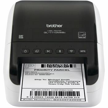 Brother Quick Thermal Bluetooth Label Printer, QL-1110NWBC,  4&quot;, 300 dpi, Black/White