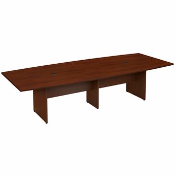 Bush Business Furniture 120&quot;W x 48&quot;D Boat Shaped Conference Table With Wood Base, Hansen Cherry