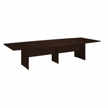 Bush Business Furniture 120&quot;W x 48&quot;D Boat Shaped Conference Table With Wood Base, Mocha Cherry