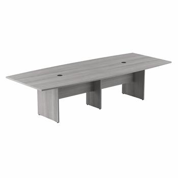 Bush Business Furniture Boat Shaped Conference Table, 120&quot;W X 48&quot;D, Platinum Gray With Wood Base