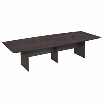 Bush Business Furniture 120&quot;W x 48&quot;D Boat Shaped Conference Table With Wood Base