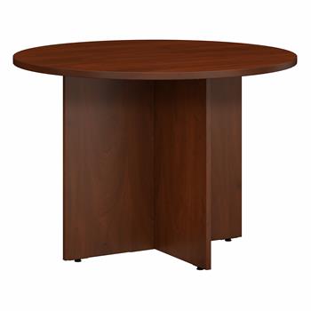 Bush Business Furniture 42&quot;W Round Conference Table with Wood Base, Hansen Cherry