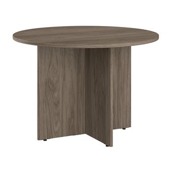 Bush Business Furniture 42&quot;W Round Conference Table with Wood Base, Modern Hickory