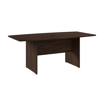 Bush Business Furniture 72&quot;W x 36&quot;D Boat Shaped Conference Table with Wood Base, Black Walnut