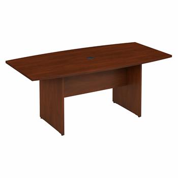 Bush Business Furniture 72&quot;W x 36&quot;D Boat Shaped Conference Table With Wood Base, Hansen Cherry