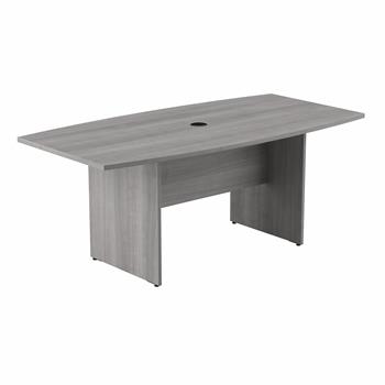Bush Business Furniture Boat Shaped Conference Table, 72&quot;W X 36&quot;D, Platinum Gray With Wood Base