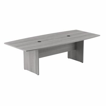Bush Business Furniture Boat Shaped Conference Table, 96&quot;W X 42&quot;D, Platinum Gray With Wood Base