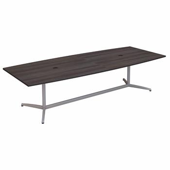 Bush Business Furniture 120&quot;W x 48&quot;D Boat Shaped Conference Table With Metal Base, Storm Gray