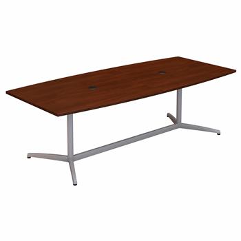 Bush Business Furniture Boat Shaped Conference Table, 96&quot;W X 42&quot;D, Hansen Cherry With Metal Base