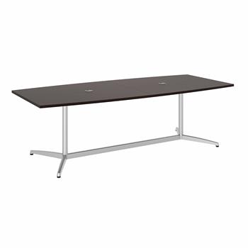 Bush Business Furniture 96&quot;W x 42&quot;D Boat Shaped Conference Table with Metal Base, Mocha Cherry