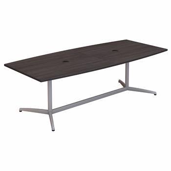 Bush Business Furniture 96&quot;W x 42&quot;D Boat Shaped Conference Table With Metal Base, Storm Gray