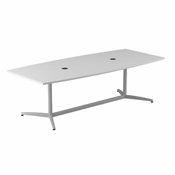 Bush Business Furniture 96&quot;W x 42&quot;D Boat Shaped Conference Table, Metal Base, White