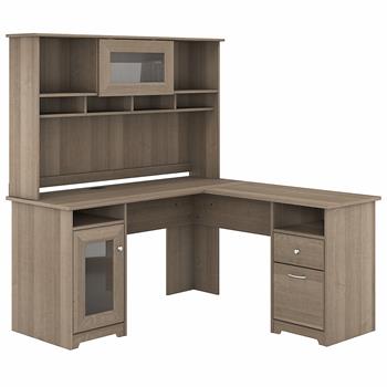 Bush Business Furniture Cabot 60&quot;W L-Shaped Computer Desk with Hutch, Ash Gray