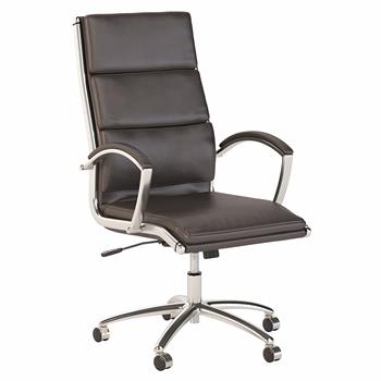 Bush Business Furniture Modelo High Back Leather Executive Office Chair, Brown With Chrome