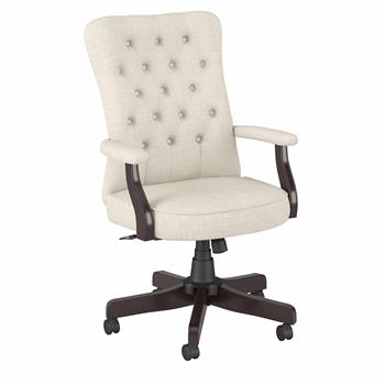 Bush Business Furniture Arden Lane High Back Tufted Office Chair With Arms, Cream Fabric
