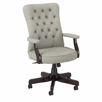 Bush Business Furniture Arden Lane High Back Tufted Office Chair With Arms, Light Gray Fabric