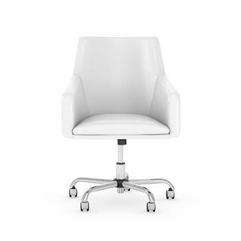 Bush Business Furniture London Mid Back Leather Box Chair, White