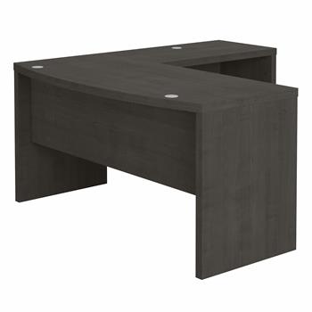 Office By Kathy Ireland Echo 60&quot;W L-Shaped Bow Front Desk, Charcoal Maple