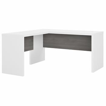 Office By Kathy Ireland Echo 60&quot;W L-Shaped Desk, Pure White/Modern Gray