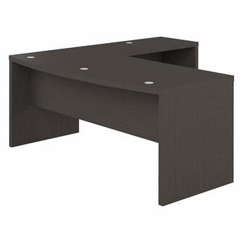 Office By Kathy Ireland Echo 72&quot;W Bow Front L-Shaped Desk, Charcoal Maple