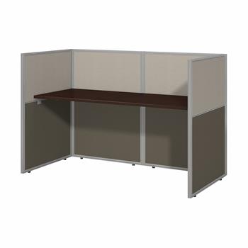Bush Business Furniture Easy Office 60&quot;W Cubicle Desk Workstation With 45&quot;H Closed Panels, Mocha Cherry