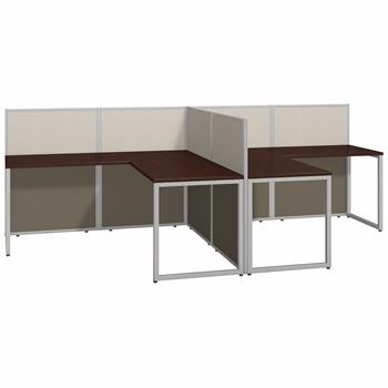 Bush Business Furniture Easy Office 60&quot;W 2-Person L-Shaped Cubicle Desk Workstation With 45&quot;H Panels, Mocha Cherry
