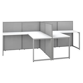 Bush Business Furniture Easy Office 2-Person L-Shaped Cubicle Desk Workstation, 60&quot;W With 45&quot;H Panels, Pure White