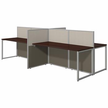 Bush Business Furniture Easy Office 60&quot;W 4-Person Cubicle Desk Workstation With 45&quot;H Panels, Mocha Cherry